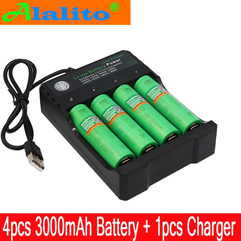 4 шт. / VTC6 18650 V 3000 mAh Li ion 3,7 batera para SONY us18650 vtc6 3000 mAh batera USO+ USB зарядное устройство