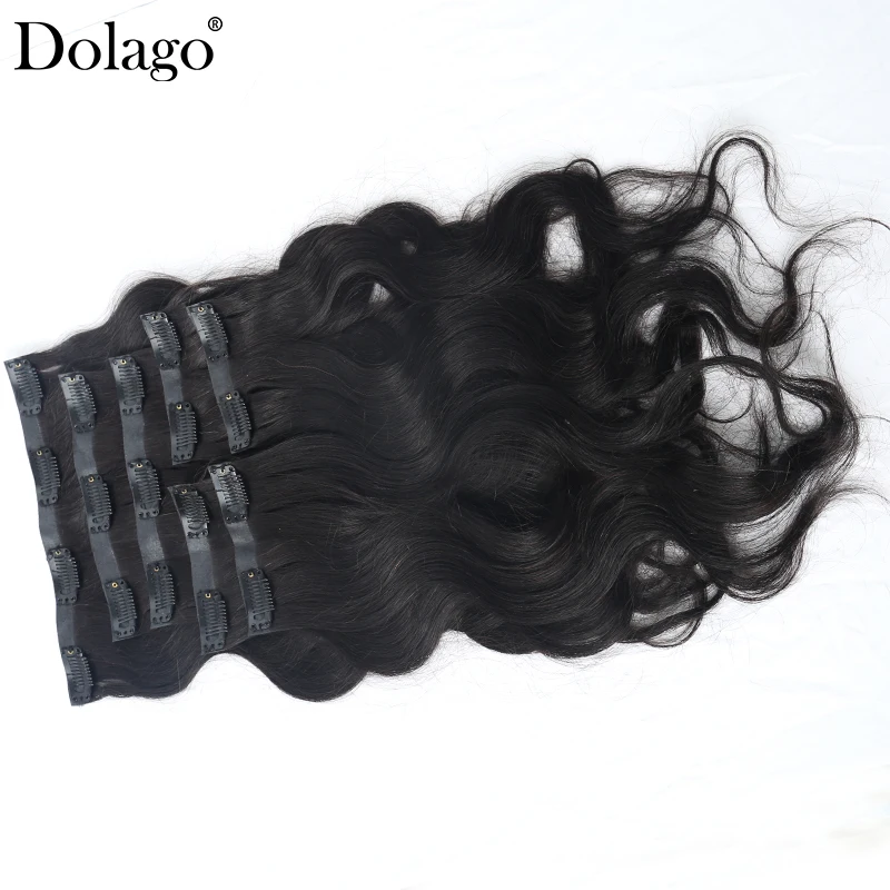 Body Wave Human Hair Clip Ins Black Seamless Pu Clip In Hair Extensions ...