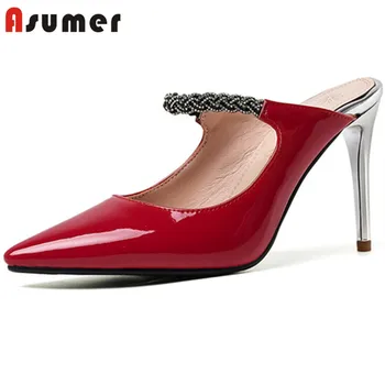 

ASUMER 2020 new arrival women pumps pointed toe crystal summer shoes sexy party wedding shoes fashion thin high heels ladies