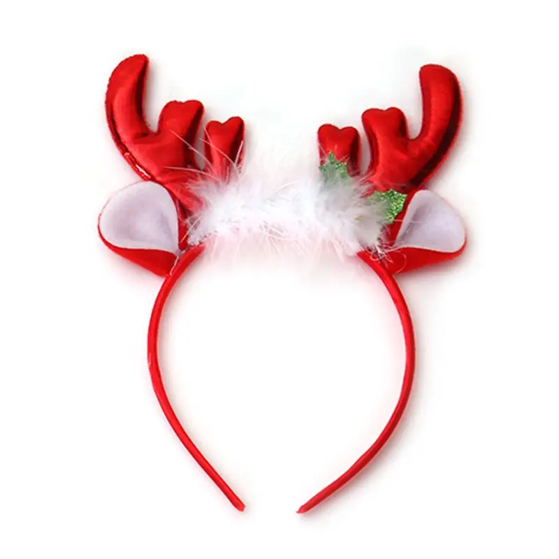 

Christmas Elk Deer Horn feather Hair Hoop Decoration Supplies Hairbands For Kids Party Hair Accessories 634E