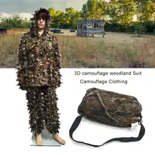 Hunting Ghillie Suit 3D Camo Bionic Leaf Linen Hunting Clothes Camouflage Jungle Woodland Birdwatching Poncho Hunting Clothing