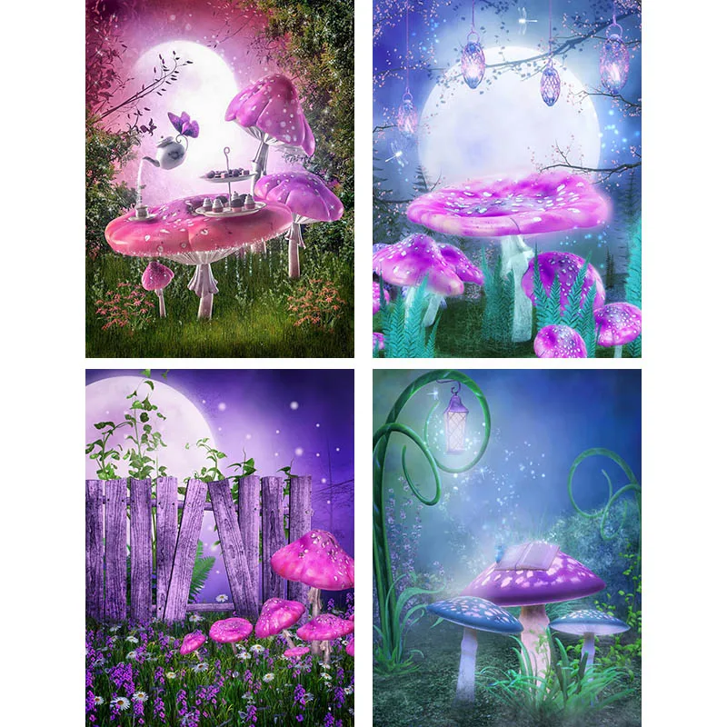 Пейзаж алмазная вышивка фиолетовый гриб 5D живопись сделай сам лусветильник