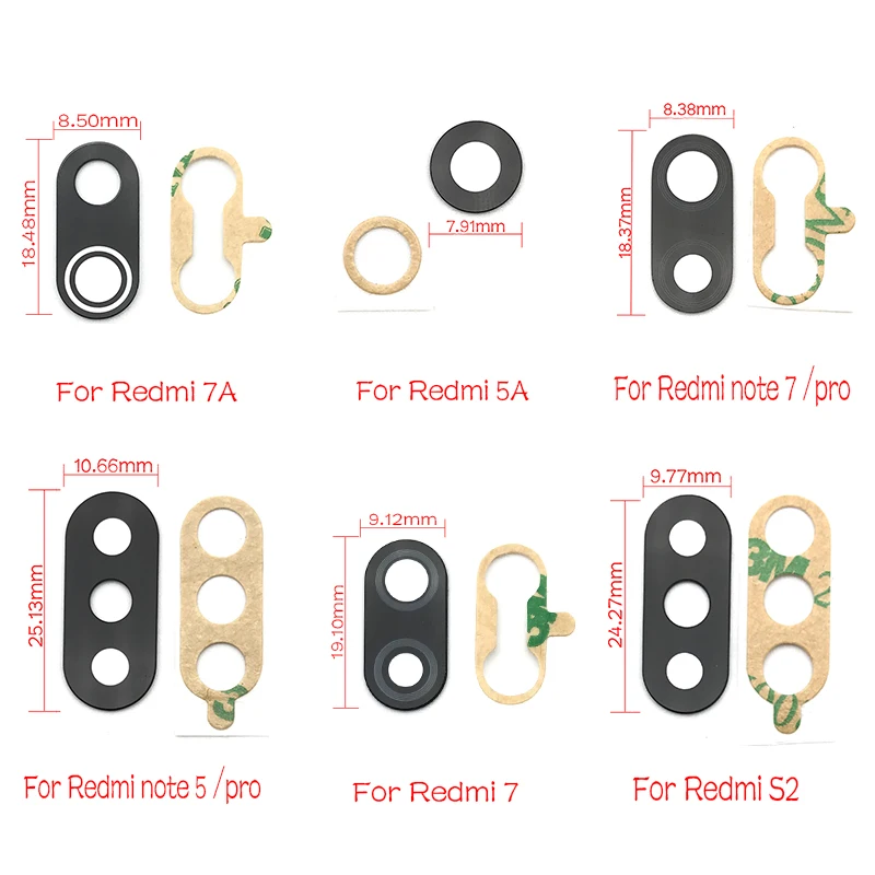 2 шт./партия, стеклянная Задняя крышка объектива камеры с стикер на клейкой основе для Xiao mi Red mi 7 7A S2 5A 6A Note 6 7 K20 Pro для Xiaomi mi 9T