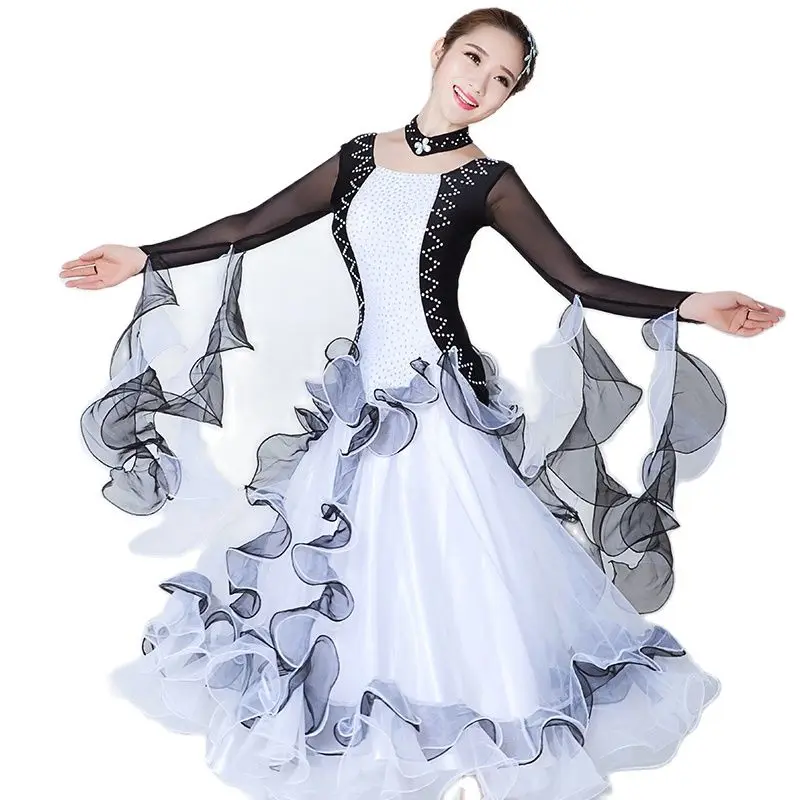 Vestido de baile de Salón Estándar para mujer, de talla grande, diamantes de imitación, Color Vestido de baile de Salón Estándar para mujer, de talla grande, diamantes de imitación, Color