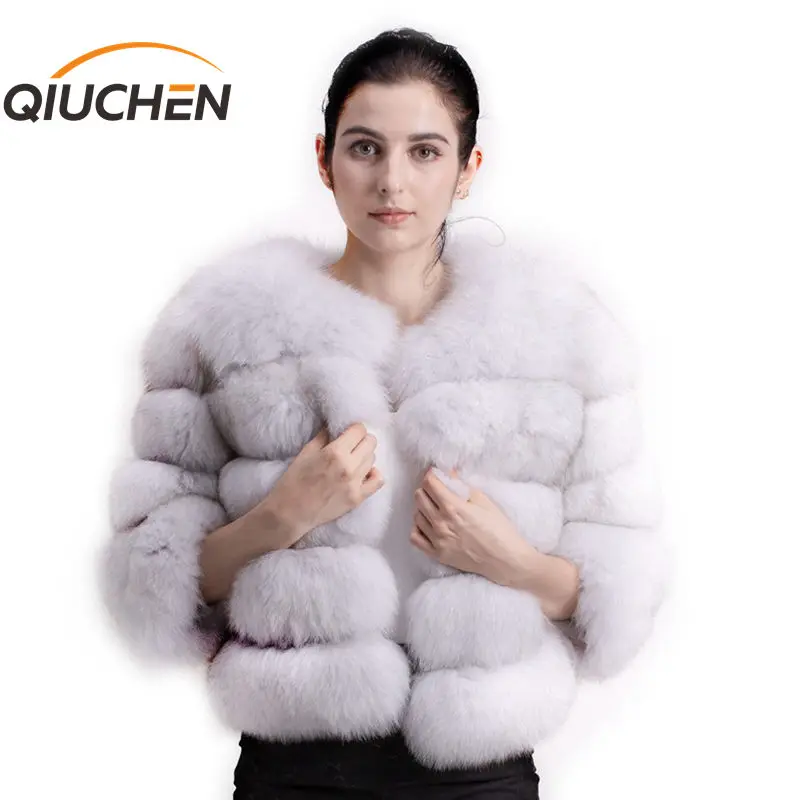 QIUCHEN PJ1801 2020 Новое поступление Женская зимняя шуба из натурального Лисьего меха