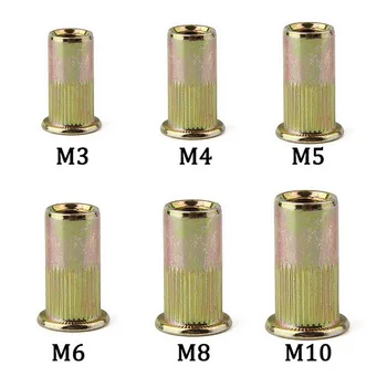 

100Pcs M3 M4 M5 M6 M8 M10 304 Stainless Steel Flat Head Threaded Rivet Insert Cap Rivet Nut