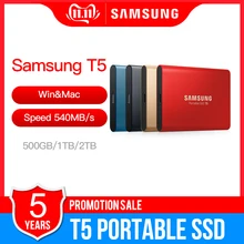 Samsung T5 портативный SSD 500GB 1 ТБ 2 ТБ USB3.1 внешние твердотельные накопители USB 3,1 Gen2 и обратная совместимость для PC MAC
