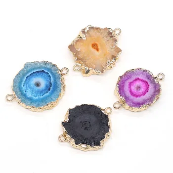 

1PC Natural Quartz Pendant Connector Agates Druzy Pendants Gem Stone Handmade Jewelry Making Charm Earring DIY Bracelet