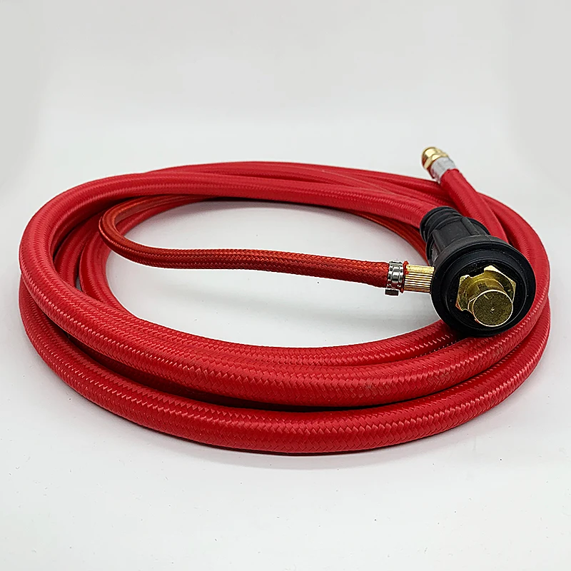 WP26 Quick Connect TIG Welding Torch Gas-Electric Integrated Red Hose Cable Wires 4M/157.48in 35-50 Euro Connector m16 m14 m12 m10 m16x1 5 m14x1 5 m12x1 0 m10x1 0 gas water quick fitting hose connector brass nut tig welding welder torch part