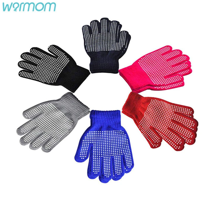 Warmom Children's Winter Warm Knitted Non-slip Polka-dot Particle Offset Gloves Children Anti-skid Magic Glove For Kids 3-7Y cool baby accessories