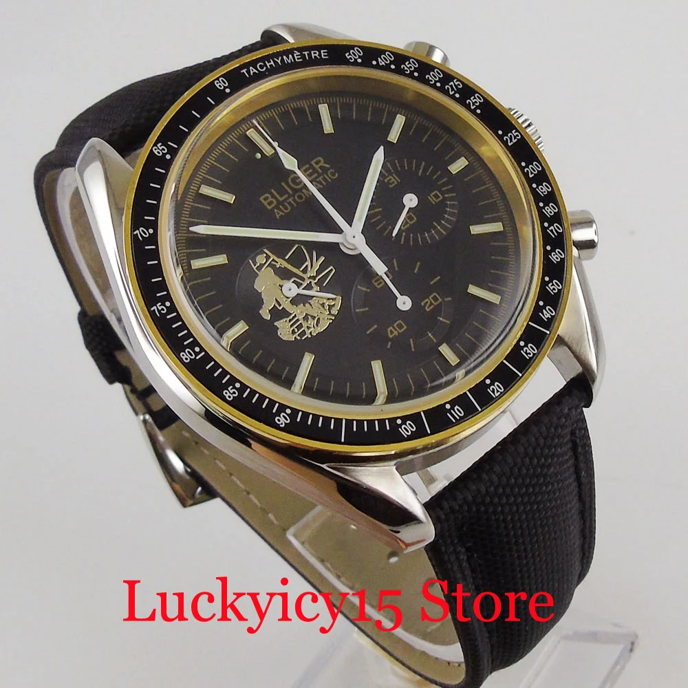 

BLIGER Fashional Self Winding Men Watch Date Window Mechanical Wristwatch Leather Band