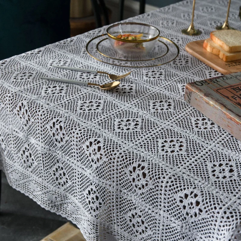 White Hollow Decorative Table Cloth Tablecloth Rectangular Tablecloths Dining Table Cover Obrus Tafelkleed mantel mesa nappe