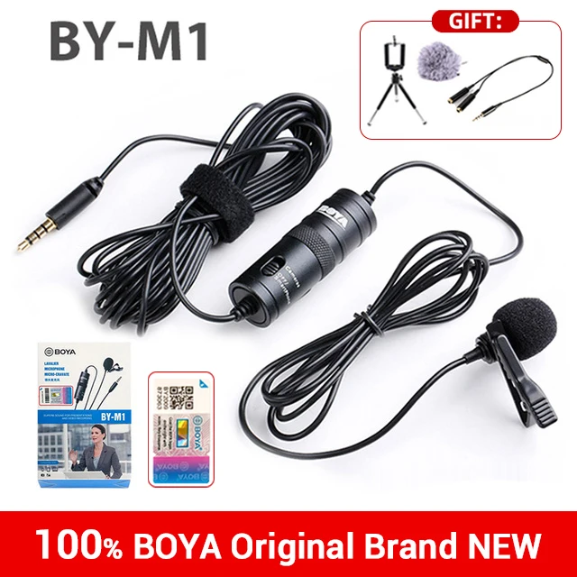 Boya BY-M1 M1 Microphone 3.5mm Audio Video Lavalier Lapel Mic Condenser Wired Mikrofo Microfone for Phone Laptop PC DSLR 