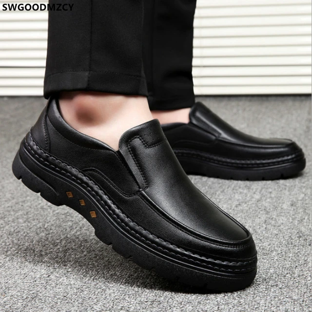 Zapatos sin cordones de cuero genuino para hombre, zapatillas de deporte  negras de lujo, zapatos cómodos informales oxfords, Zapatos de diseño -  AliExpress