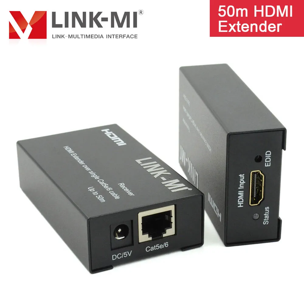 LINK-MI 50 м HDMI удлинитель 1080p 3D EDID более Cat5e/6 кабель аудио-видео передатчик и приемник