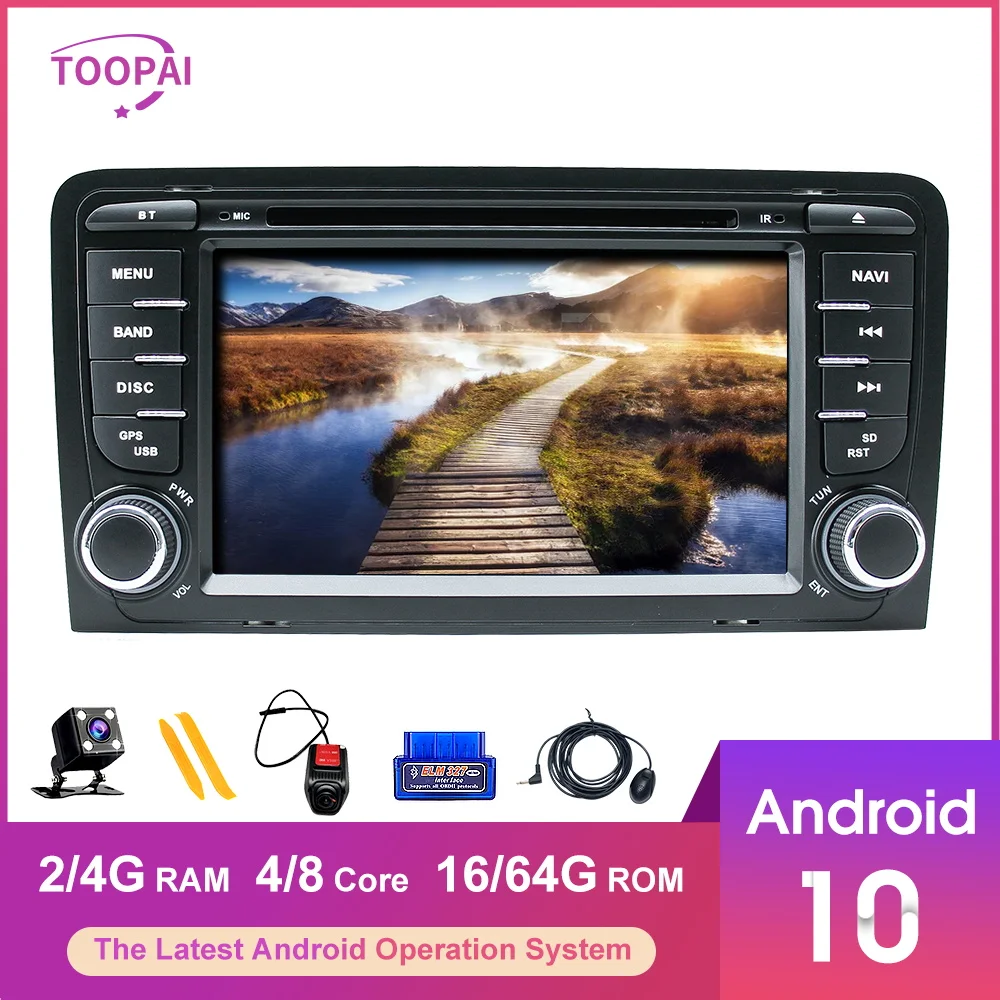Автомобильный мультимедийный плеер TOOPAI Android 10 2din DVD Wi-Fi для Audi A3 S3 2002-2013 |