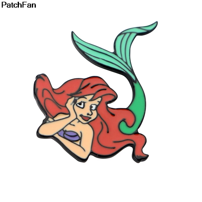Patchfan Русалка цинк галстук мультфильм забавные булавки броши для рюкзака, одежды для мужчин женщин шляпа Декоративные значки медали для девочек A2477