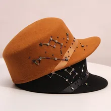 01911-fuyao8* Зимняя шерстяная ручная ноготь с бусинами Женская конная Кепка женские Козырьки Шляпы