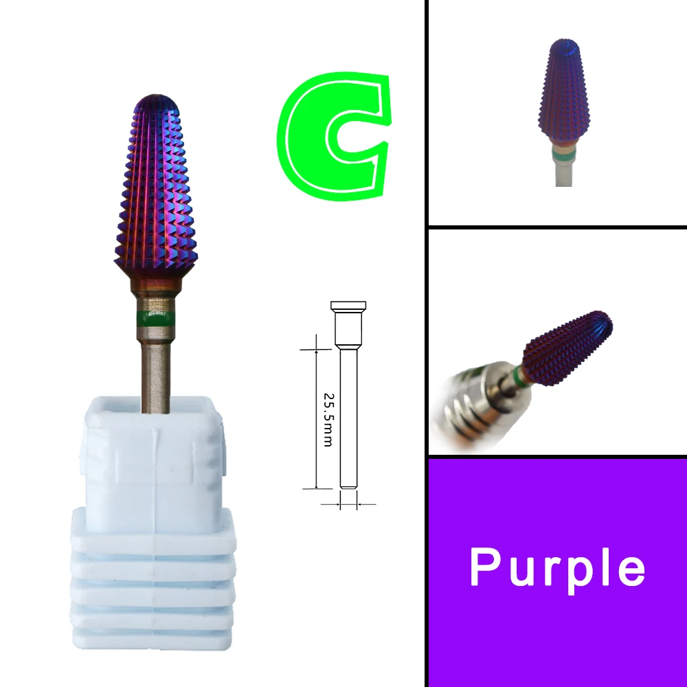 Nail Drill Bit Tornado acrylic Dipping Tungsten Carbide Purple Coating Nail Cutter Manicure Accessories Tools Nail filling Drill Bit Nail Drill Bits
