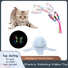 Zabawki dla kota zabawne zabawki do ćwiczeń elektryczna obrotowa zabawka dla kotów z motylem nudne interaktywne zwierzęta inteligentna automatyczna interaktywna zabawka tanie tanio Frisbee CN (pochodzenie) cats Z tworzywa sztucznego Drop shipping pink blue white 3*AA (not included) ABS + pp + wire