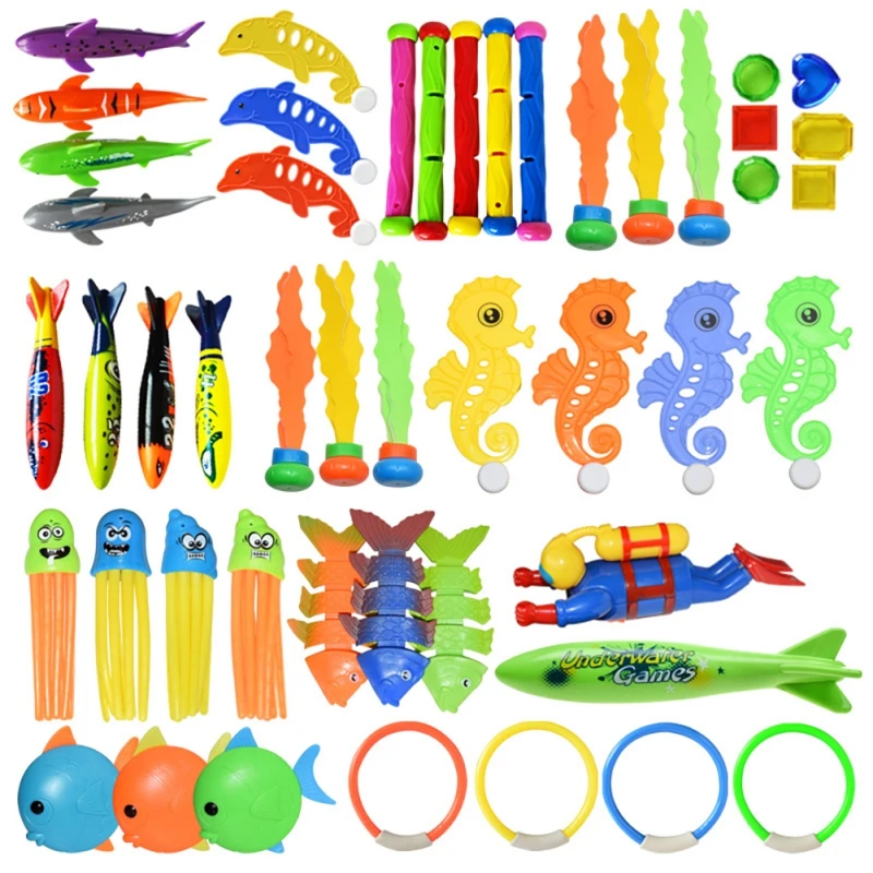 Jeu de plongée ensemble de jouets piscine lancer jouet plongée anneaux de natation sous-marine été accessoires de plongée cadeau pour les enfants