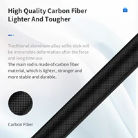 TELESIN 116cm Carbon Fiber Monopod Selfie Stick Extendable With 1/4 Screw For GoPro Hero Insta360 Osmo Action Camera - Image 3
