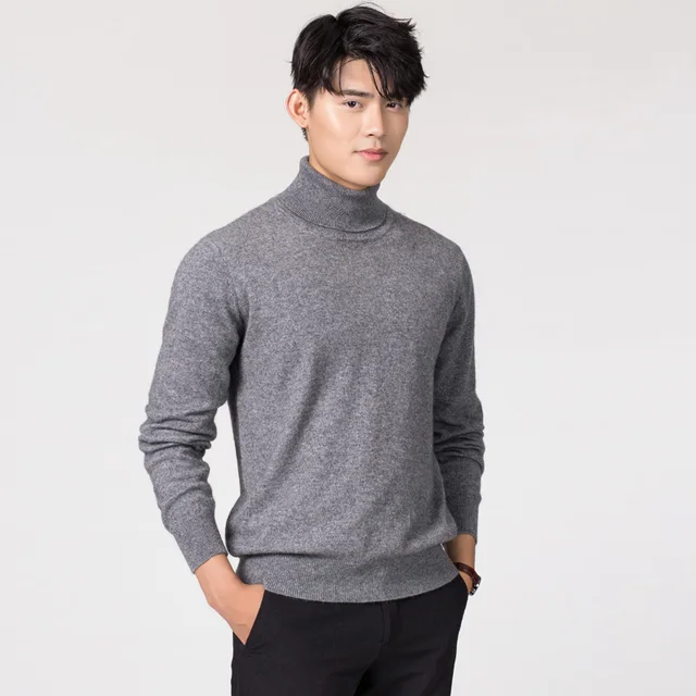 Cashmere and Cotton Blend Turtleneck Men's Pullover 2021 Autumn and Winter Soft and Warm Bottoming Pullover Knitted Sweater 8