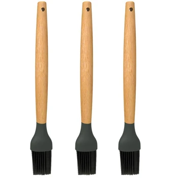 

3 Pack Silicone Basting Brush,9.4 Inch Pastry Brush With Beech Wood Handle,Use For Bbq Grill Barbecue Baking Kitchen Cooking,Spr