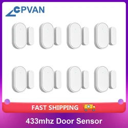 CPVAN Door Sensor 433mhz Door Open/Closed Detectors Home Alarm Compatible With Home Security Alarm System