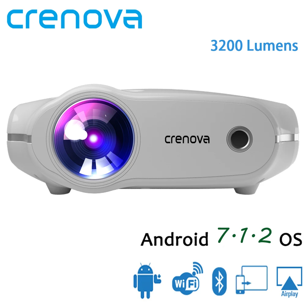 Портативный проектор CRENOVA XPE498 для домашнего кинотеатра Android 7.1.2|Проекторы