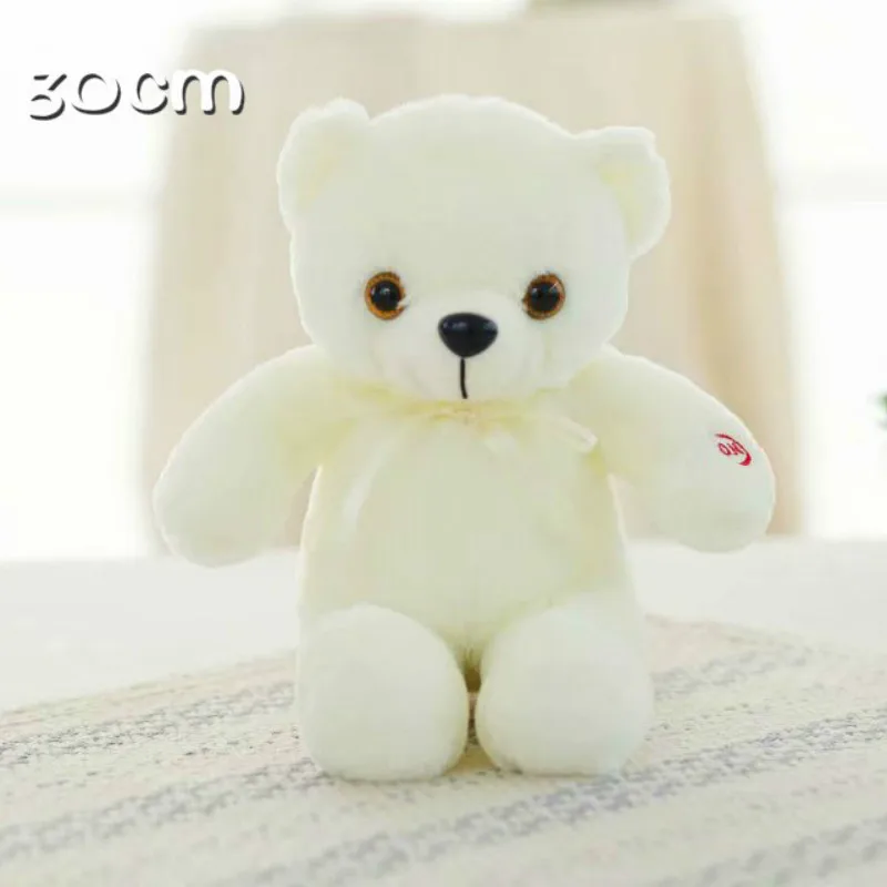 30cm white bear Световой 25/30/50 см творческий светильник вверх СВЕТОДИОДНЫЙ красочные светящиеся Плюшевые мишки Мягкие плюшевые игрушки Рождественский подарок для детей - Цвет: 30cm white bear