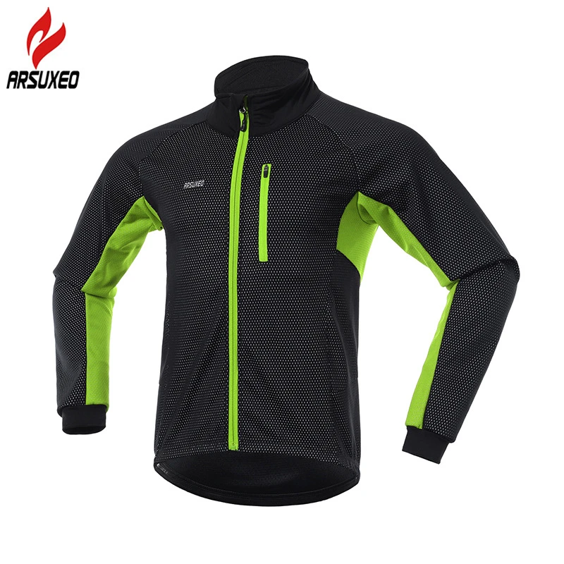 ARSUXEOWinterMensThermalCyclingJacketReflectiveWindproofWaterproofWarmBikeJacketMTB