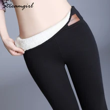 

Streamgirl 8%Spandex Winter High Waist Leggings Plus Size Women Fleece Pants 6XL Warm Winter Leggings For Women Velvet Trousers
