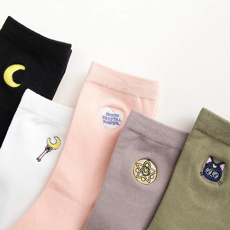 Cotton Soft Spring Cartoon Cate Sailor Moon Cute Sweet College School Girl Medium Socks | Женская одежда