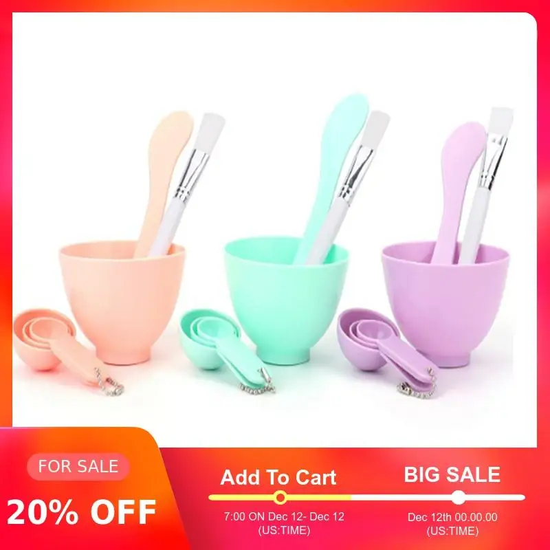 

4 in 1 DIY Facemask Mixing Tool Kit with Facial Mask Bowl Stick Spatula Face Mask Brush Measuring Cup Cosmetic Face Care Tool