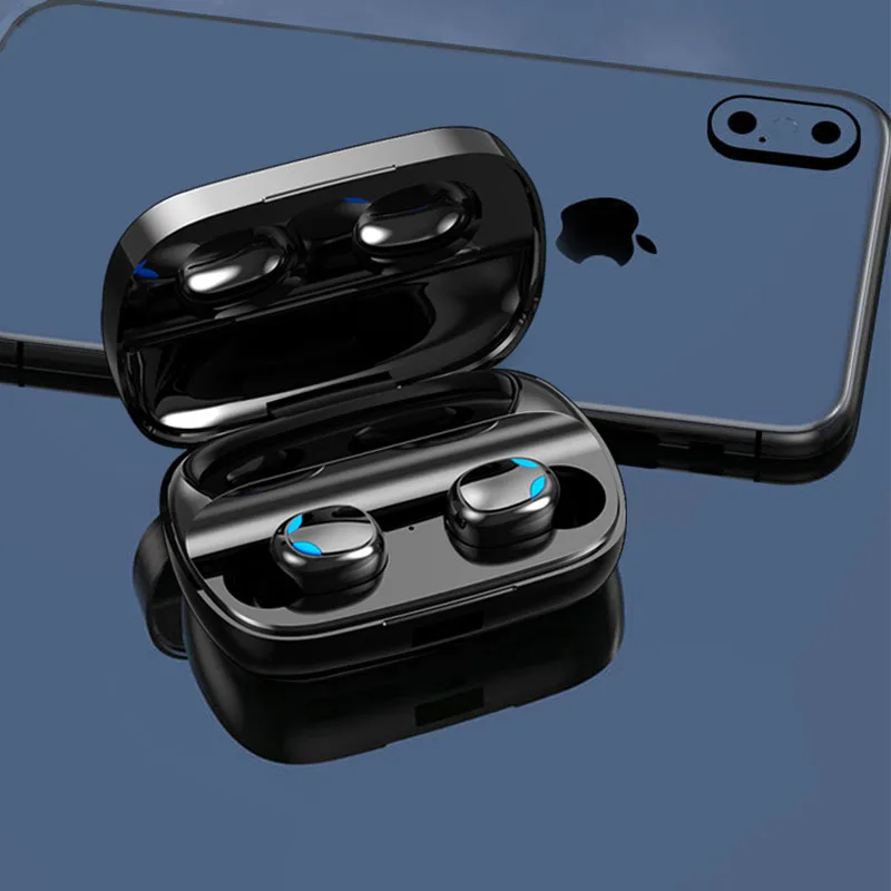 Tws bluetooth-гарнитура с сенсорным бинауральным микрофоном светодиодный дисплей Беспроводная bluetooth-гарнитура Водонепроницаемая гарнитура с шумоподавлением - Цвет: Black