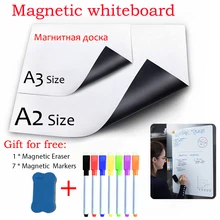 Tableau blanc magnétique pour enfants, 2 pièces, tableau d'écriture effaçable à sec, autocollants de réfrigérateur, calendrier, planche à dessin, stylo marqueur pour mémo