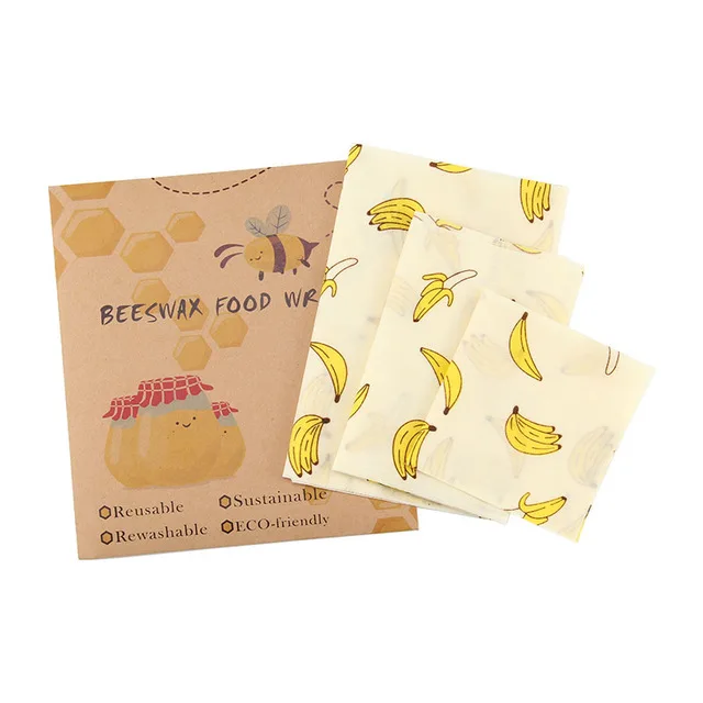 Экологичные многоразовые крышки для пищевых продуктов устойчивая пластиковая свободная пищевая хранения органический пчелиный воск оберточная пленка Замена для сэндвич - Цвет: Banana