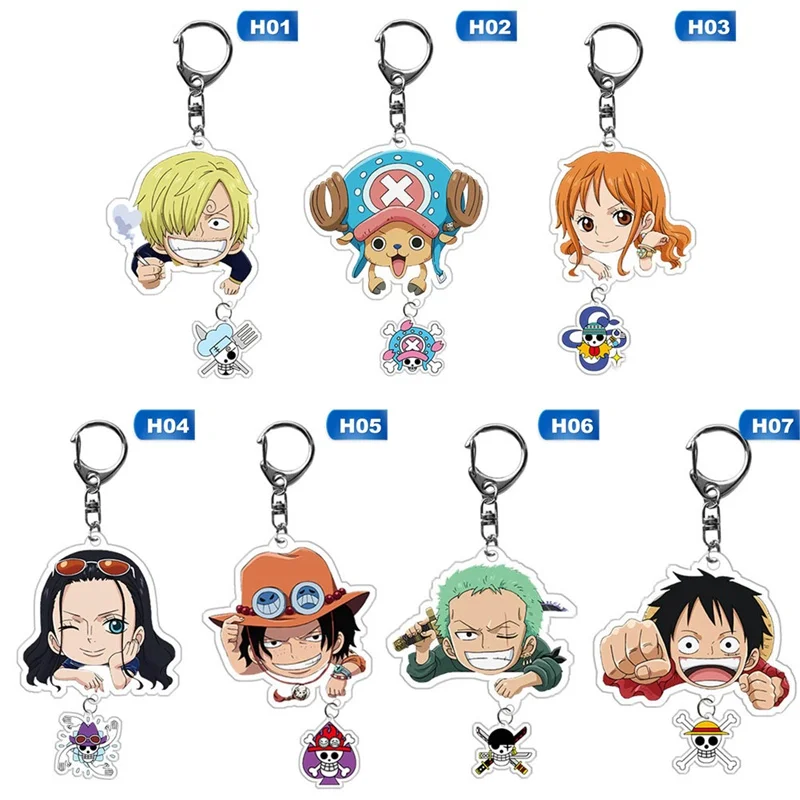 

Anime One Pieces Avatar Keychain Cartoon Cosplay Figure Cute Acrylic Double Sided Transparent Pendant Christmas Gift