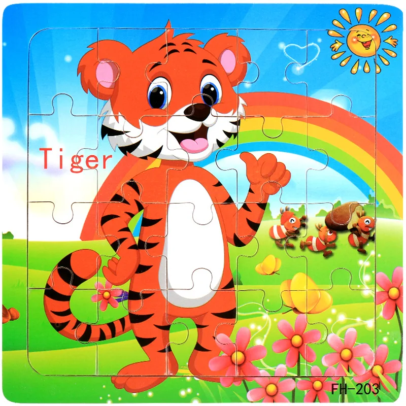 Hot Sale 9/20 Slice Kids Puzzle Toy Animals and Vehicle Wooden Puzzles Jigsaw Baby Educational Learning Toys for Children Gift 9