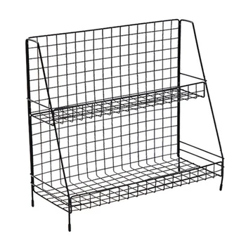 

Black 2-Layer Barbed Wire Basket Bathroom Storage Shelves Shelves Cosmetics Storage Shelves Dressing Table Top Storage Spice She