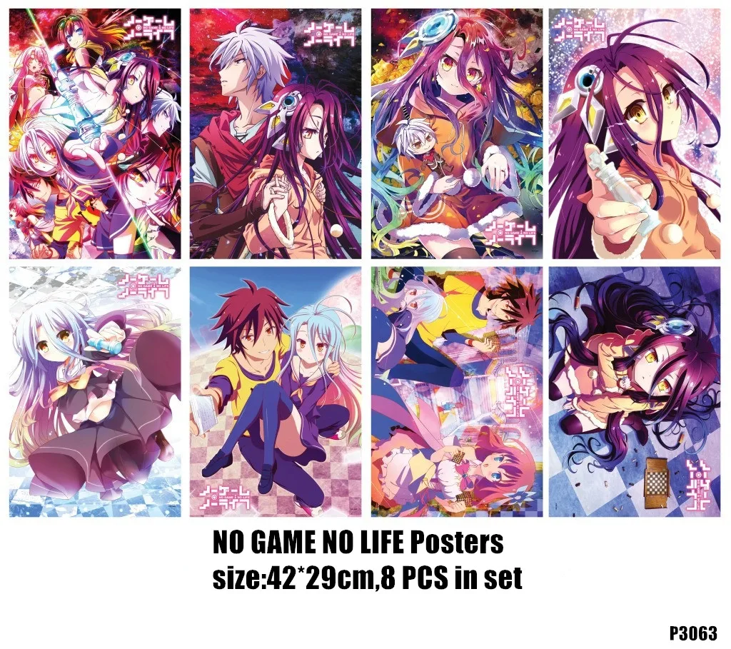 8 Pcs Lot No Game No Life Toys Posters Sticker Included 8 Different Pictures Anime Poster Size 42cm X29 Cm Toy Lot Poster Animelot Lot Aliexpress