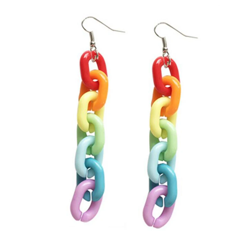 

Cool Exaggerated Rainbow Chain Drop Earring Pendant Simple Elegant Cute for Women Wedding Engagement Jewelry
