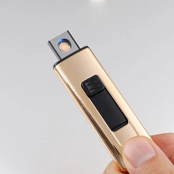 

2020 USB Charging Electronic cigarette ligher Push Button Double-Side Charging Lighter Electronic Windproof Cigarette Lighter DA