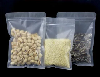 

100pcs Frosted Plastic Ziplock Bag Flat Bottom Matte Translucent Food Zip Pouch Wedding Party Birthday Gift Bags