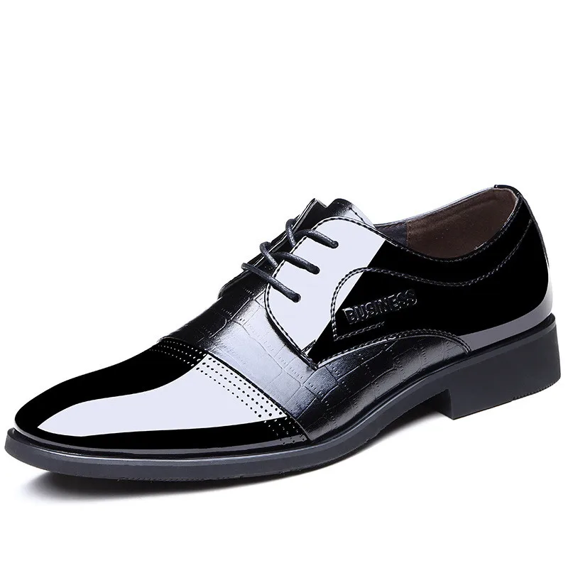 

2019 New Four Seasons Explosion Luxury Craft Crocodile Pattern Pointed Business Dress Leather Shoes