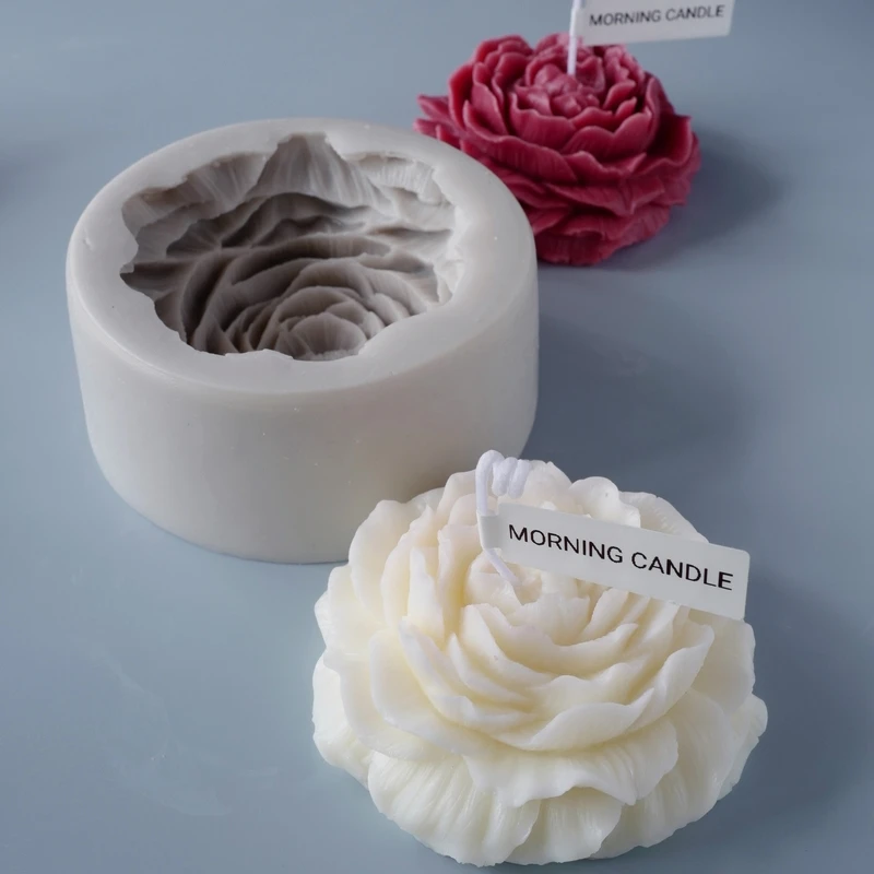 Aromatherapy Candle Mold Handcrafted Diy Aromatherapy Candle Silicone Mold Large Peony Handmade Soap Model Resin Plaster