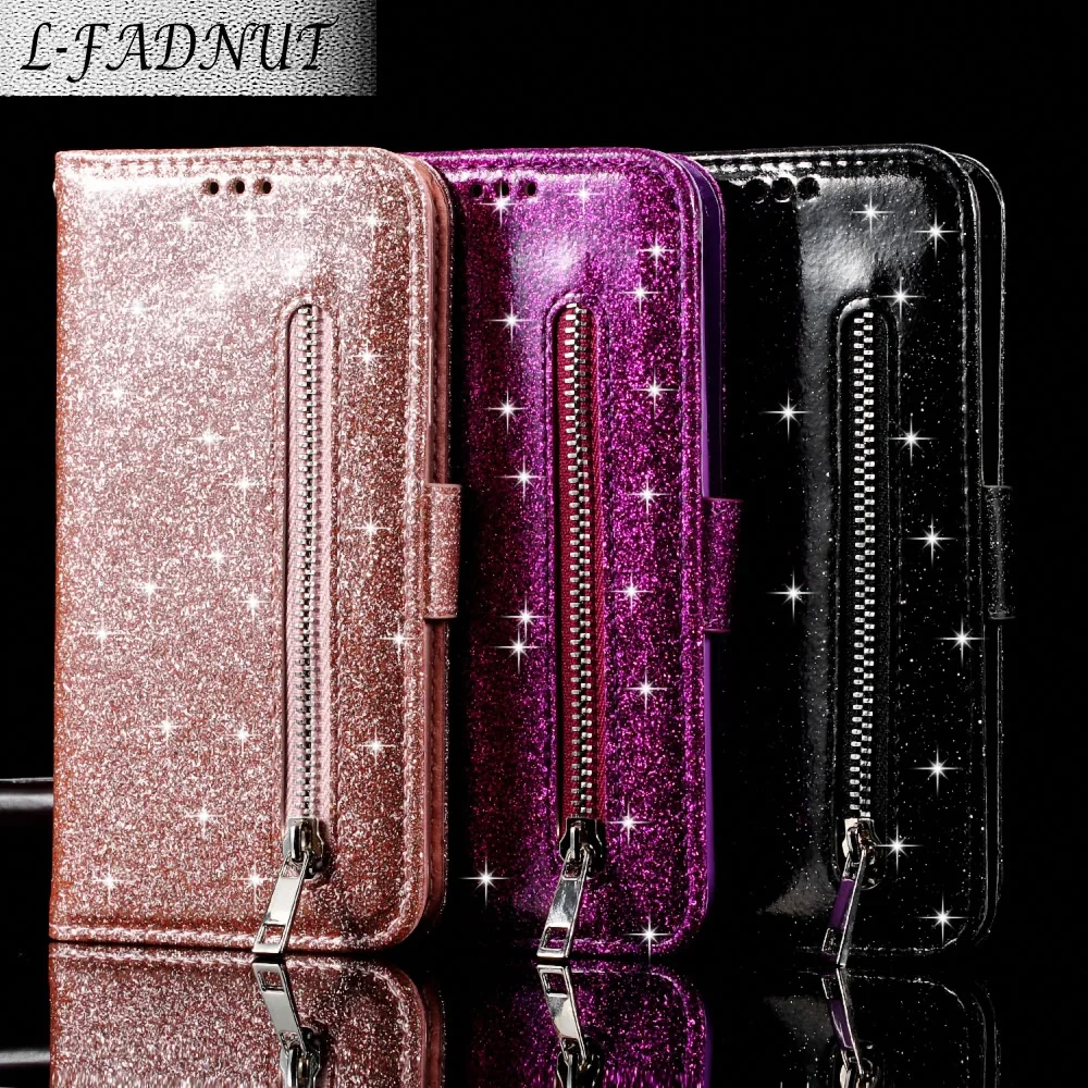 Glitter Wallet Flip Leather Case For iPhone Xr X Xs 11 Pro Max Shockproof Zip Bag Cover 7 8 6S 6 Plus 5 5S SE 12 Mini | Мобильные