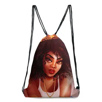 

Cute African Girl Women Backpack Shopping Bags Drawstring Daypack Travel Bag