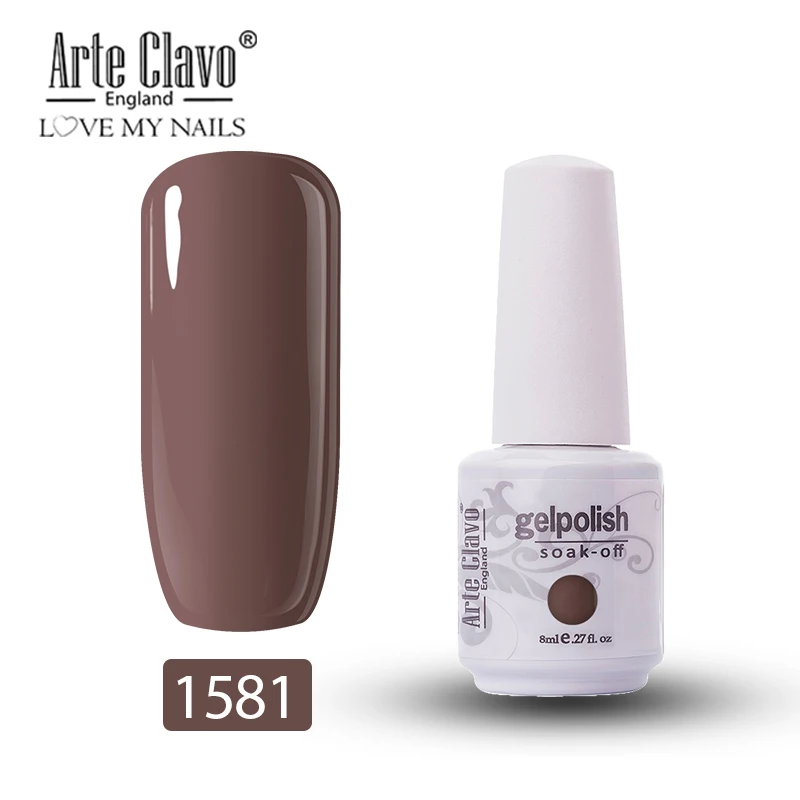 Arte Clavo Гель-лак для ногтей Светодиодный УФ 85 цветов 8 мл Esmalte Soak Off Base Top Coat праймер Гель-лак для ногтей маникюр - Цвет: 1581